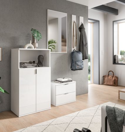 Garderobe Set 5-teilig SystemX in wei Hochglanz Garderobenkombination 184 cm
