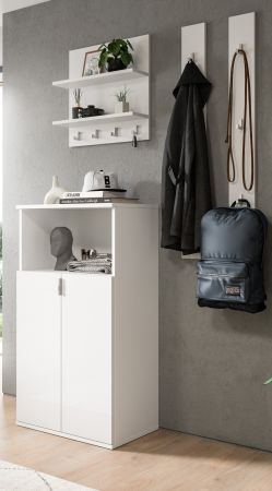 Garderobe Set 4-teilig SystemX in wei Hochglanz Garderobenkombination 117 cm