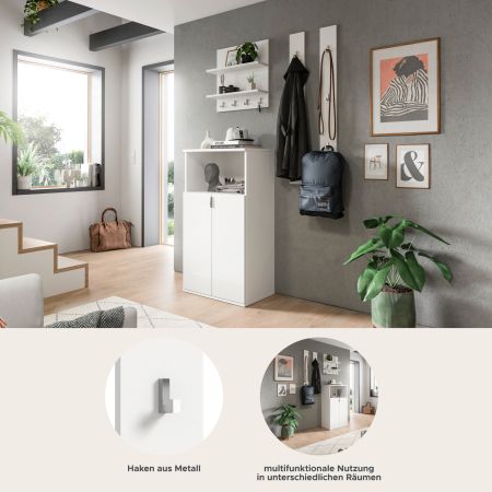 Garderobe Set 4-teilig SystemX in wei Hochglanz Garderobenkombination 117 cm