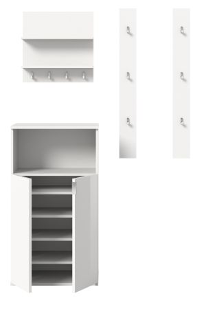 Garderobe Set 4-teilig SystemX in wei Hochglanz Garderobenkombination 117 cm