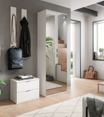 Garderobe Set 4-teilig SystemX in wei Hochglanz Garderobenkombination 128 cm