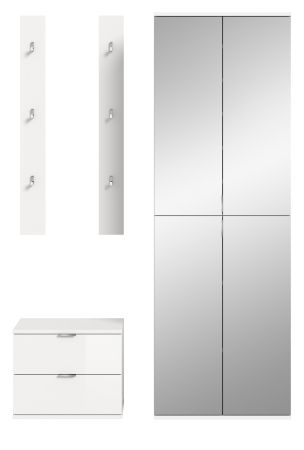 Garderobe Set 4-teilig SystemX in wei Hochglanz Garderobenkombination 128 cm