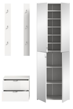 Garderobe Set 4-teilig SystemX in wei Hochglanz Garderobenkombination 128 cm