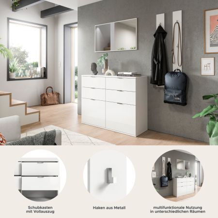 Garderobe Set 4-teilig SystemX in wei Hochglanz Garderobenkombination 166 cm