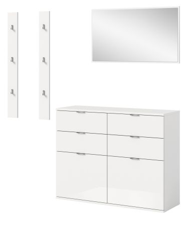 Garderobe Set 4-teilig SystemX in wei Hochglanz Garderobenkombination 166 cm