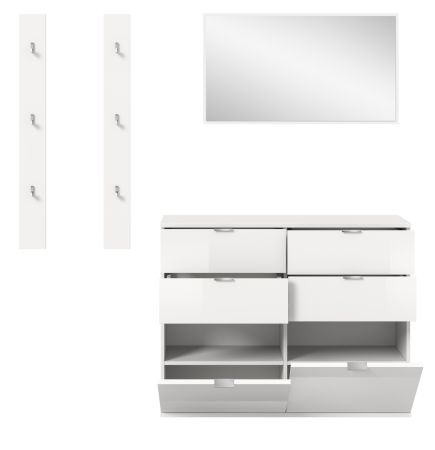 Garderobe Set 4-teilig SystemX in wei Hochglanz Garderobenkombination 166 cm
