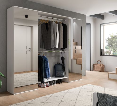 Garderobenschrank mit Spiegeltr SystemX in wei Schuhschrank 232 x 193 cm