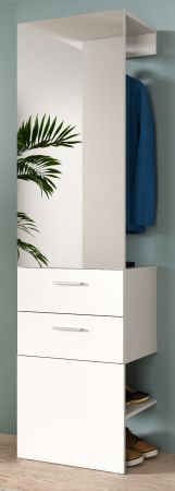 Garderobe Carry in wei Kompaktgarderobe mit Spiegel 52 x 190 cm