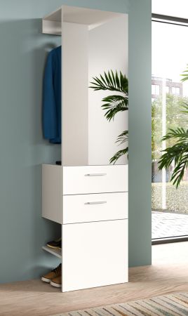 Garderobe Carry in wei Kompaktgarderobe mit Spiegel 52 x 190 cm