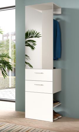 Garderobe Carry in wei Kompaktgarderobe mit Spiegel 52 x 190 cm