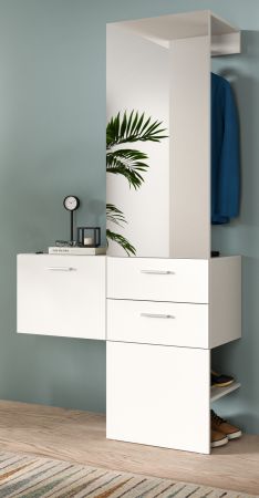 Garderobe Set 2-teilig Carry in wei Garderobenkombination mit Spiegel 104 x 190 cm
