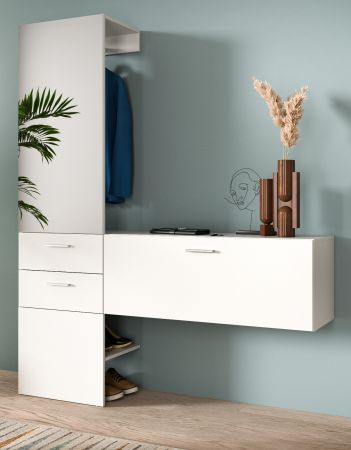 Garderobe Set 2-teilig Carry in wei Garderobenkombination mit Spiegel 156 x 190 cm