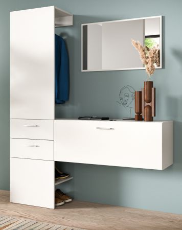 Garderobe Set 3-teilig Carry in wei Garderobenkombination mit Spiegel 156 x 190 cm