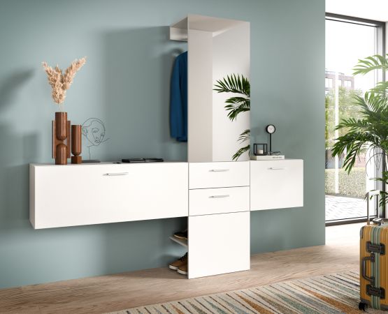 Garderobe Set 3-teilig Carry in wei Garderobenkombination mit Spiegel 208 x 190 cm
