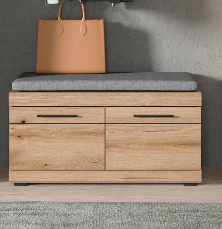 Garderobe Sitzbank Shawn in Evoke Eiche Garderobenbank 90 x 44 cm
