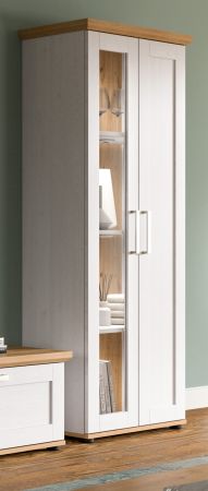 Vitrine Mirano in wei Lrche und Eiche Artisan Landhaus Vitrinenschrank 64 x 161 cm