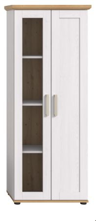 Vitrine Mirano in wei Lrche und Eiche Artisan Landhaus Vitrinenschrank 64 x 161 cm