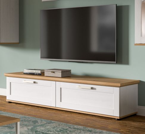 TV-Lowboard Mirano in wei Lrche und Eiche Artisan Landhaus TV Unterteil 164 cm