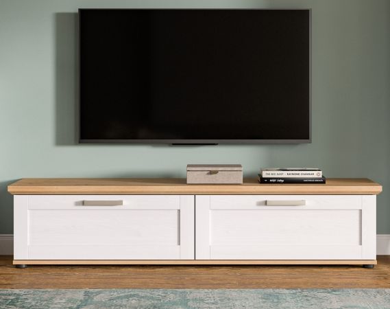 TV-Lowboard Mirano in wei Lrche und Eiche Artisan Landhaus TV Unterteil 164 cm