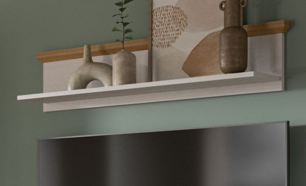 Wandboard Mirano in wei Lrche und Eiche Artisan Landhaus Wandregal 110 cm