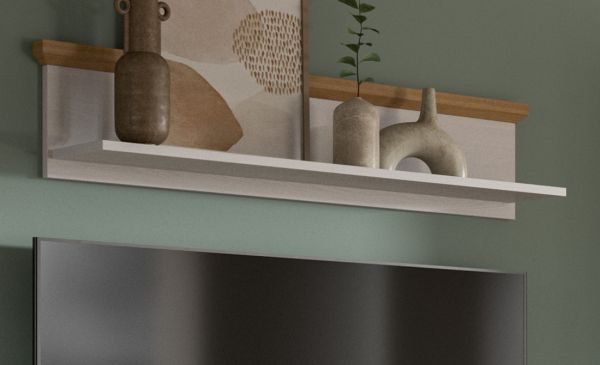Wandboard Mirano in wei Lrche und Eiche Artisan Landhaus Wandregal 110 cm