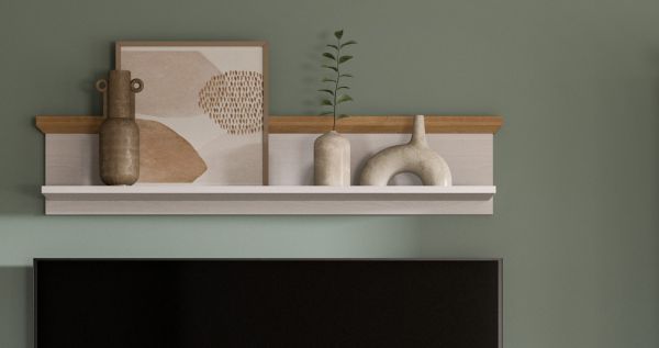 Wandboard Mirano in wei Lrche und Eiche Artisan Landhaus Wandregal 110 cm