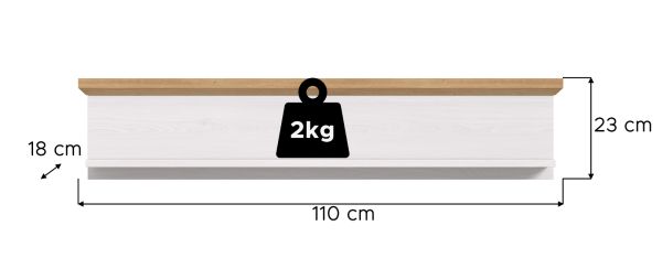Wandboard Mirano in wei Lrche und Eiche Artisan Landhaus Wandregal 110 cm