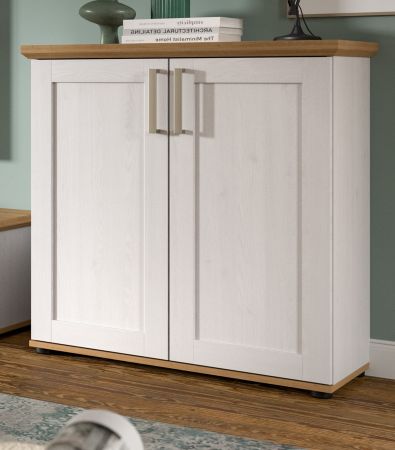 Kommode Mirano in wei Lrche und Eiche Artisan Landhaus Highboard 84 x 88 cm