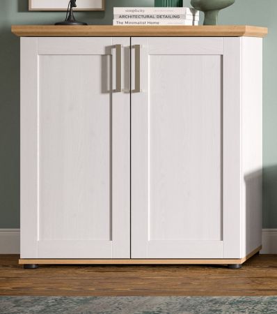 Kommode Mirano in wei Lrche und Eiche Artisan Landhaus Highboard 84 x 88 cm