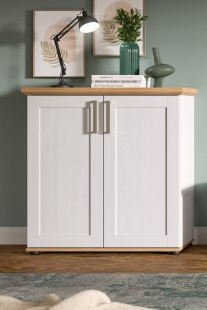 Kommode Mirano in wei Lrche und Eiche Artisan Landhaus Highboard 84 x 88 cm
