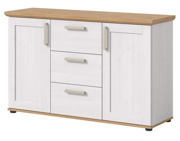 Sideboard Mirano in wei Lrche und Eiche Artisan Landhaus Kommode 129 cm