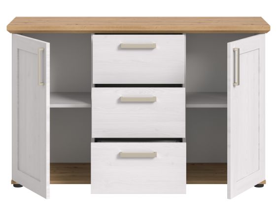 Sideboard Mirano in wei Lrche und Eiche Artisan Landhaus Kommode 129 cm