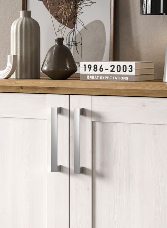 Wohnwand Mirano in wei Lrche und Eiche Artisan Landhaus Wohnkombination 4-teilig 316 cm