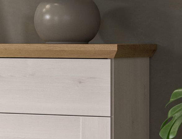 Wohnwand Mirano in wei Lrche und Eiche Artisan Landhaus Wohnkombination 4-teilig 316 cm