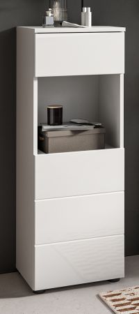 Badezimmer Kommode Larik in wei Hochglanz Badschrank 38 x 106 cm