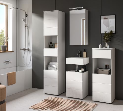 Badezimmer Kommode Larik in wei Hochglanz Badschrank 38 x 106 cm