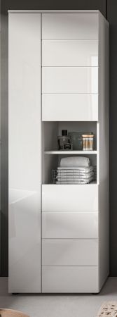 Badezimmer Hochschrank Larik in wei Hochglanz Badschrank 60 x 190 cm