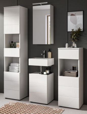Badmbel Set 4-teilig Larik in wei Hochglanz Badkombination 144 x 190 cm