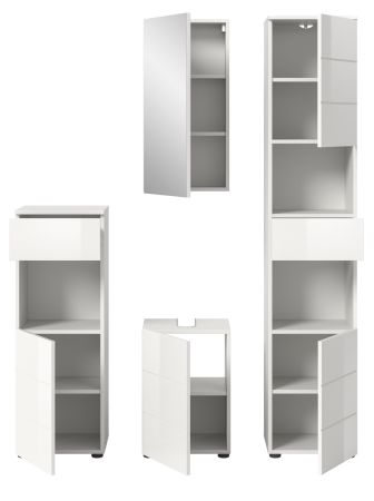 Badmbel Set 4-teilig Larik in wei Hochglanz Badkombination 144 x 190 cm
