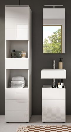 Badmbel Set 3-teilig Larik in wei Hochglanz Badkombination 91 x 190 cm