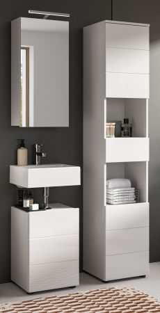 Badmbel Set 3-teilig Larik in wei Hochglanz Badkombination 91 x 190 cm