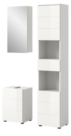 Badmbel Set 3-teilig Larik in wei Hochglanz Badkombination 91 x 190 cm