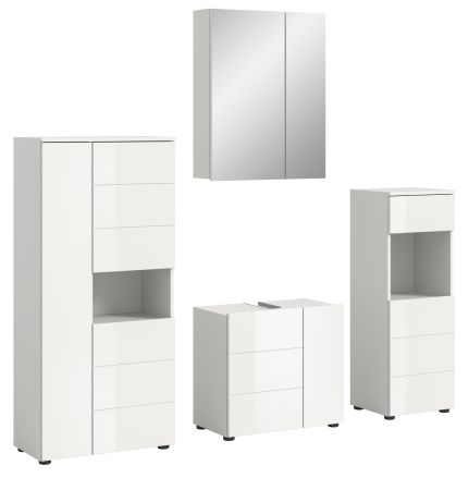 Badmbel Set 4-teilig Larik in wei Hochglanz Badkombination 188 x 190 cm