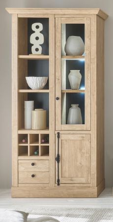 Vitrine Dorset in Eiche Gold Landhaus Vitrinenschrank 105 x 214 cm, Soft-Close