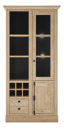 Vitrine Dorset in Eiche Gold Landhaus Vitrinenschrank 105 x 214 cm, Soft-Close