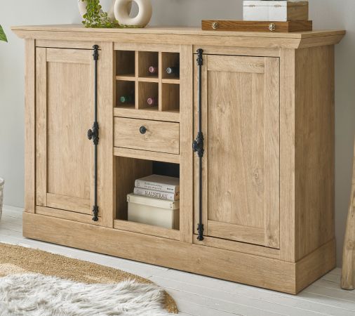 Sideboard Dorset in Eiche Gold Landhaus Kommode 152 x 103 cm, Soft-Close