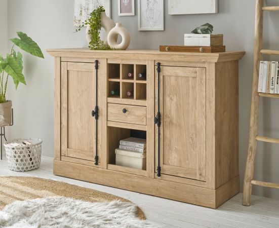 Sideboard Dorset in Eiche Gold Landhaus Kommode 152 x 103 cm, Soft-Close