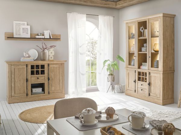 Sideboard Dorset in Eiche Gold Landhaus Kommode 152 x 103 cm, Soft-Close