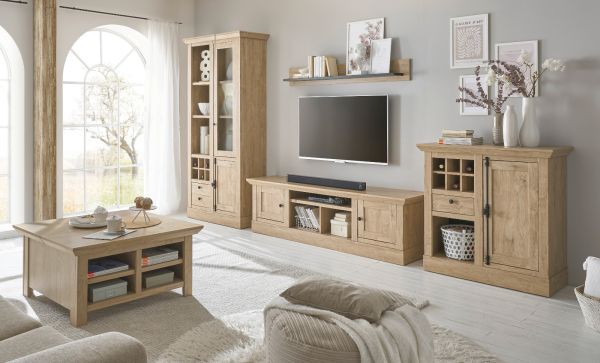 Sideboard Dorset in Eiche Gold Landhaus Kommode 152 x 103 cm, Soft-Close