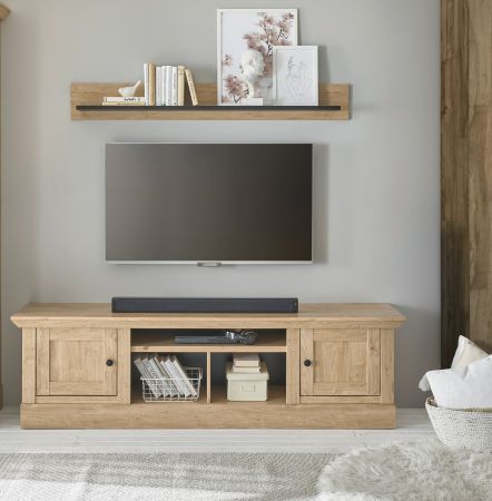 TV-Lowboard Dorset in Eiche Gold Landhaus TV Unterteil 194 cm, Soft-Close